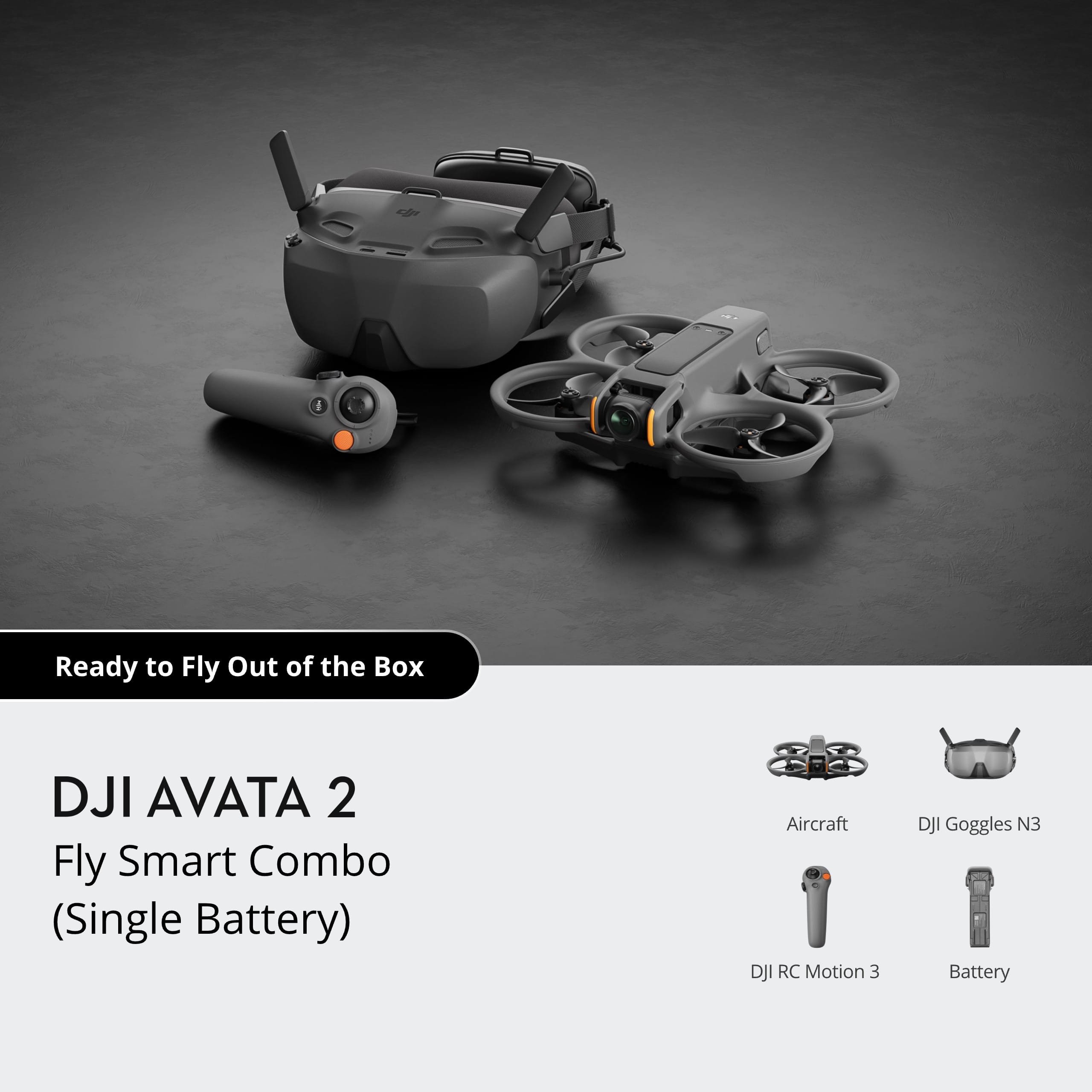 DJI Avata 2 FPV Drone Fly Smart Combo (One Battery + Goggles)